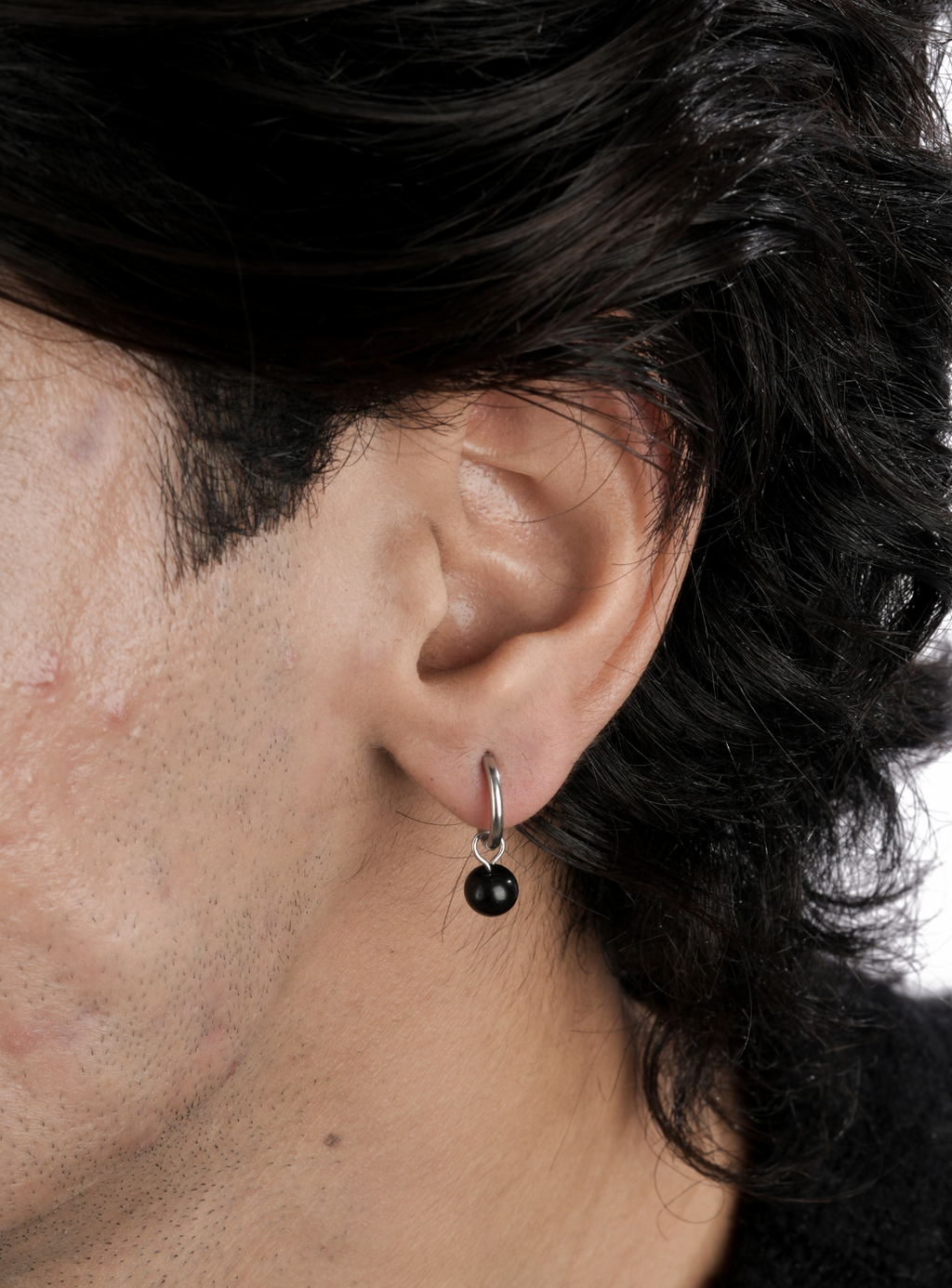 Black Bead Hoop